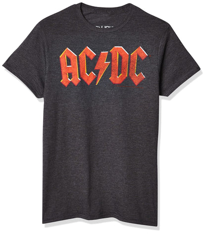Liquid Blue Men's Ac/dc Vintage Logo Short Sleeve T-Shirt, Charcoal Heather, Large