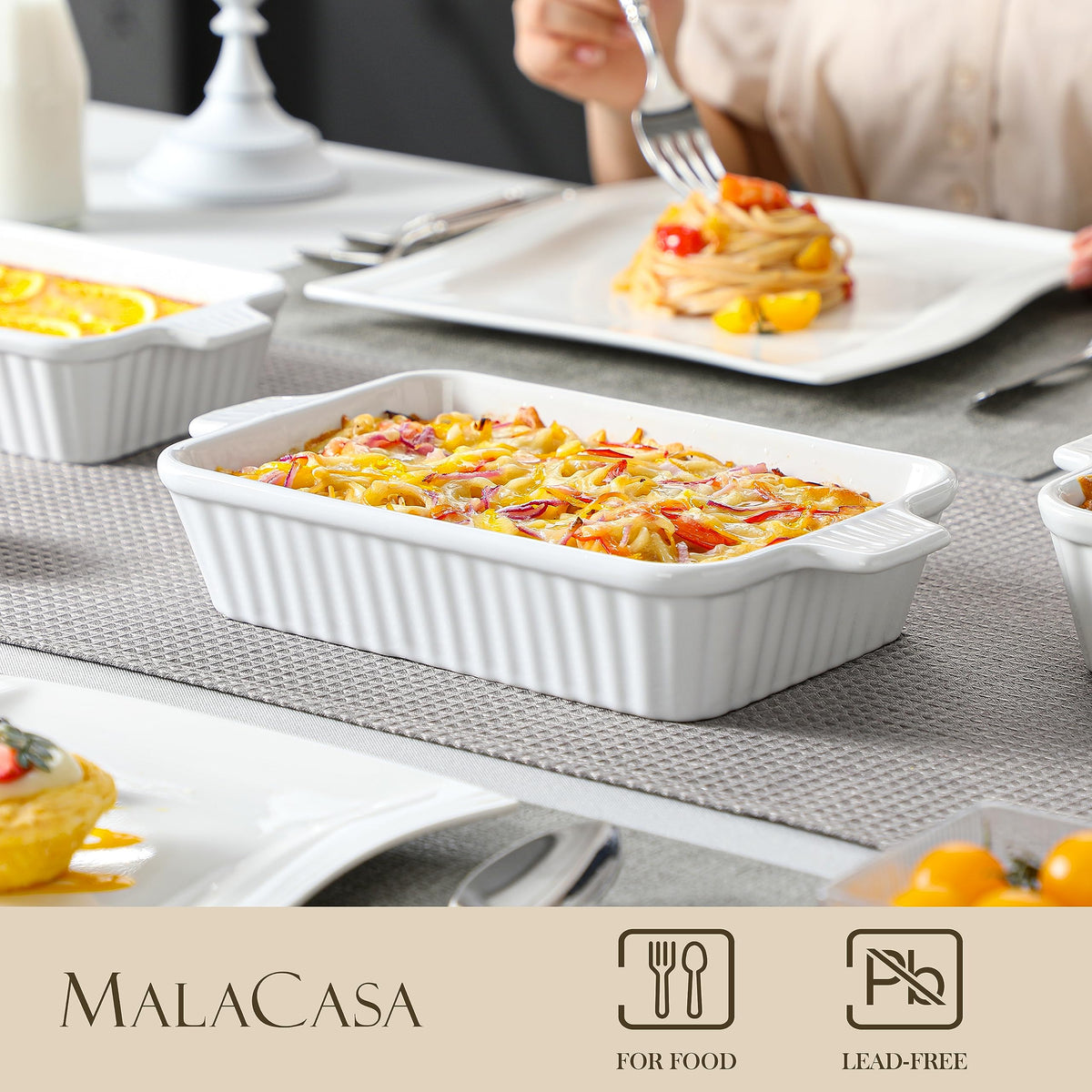 MALACASA Casserole Dishes for Oven, Ceramic Baking Dishes Set of 4, White 🍁 All In One Marketplace Canada