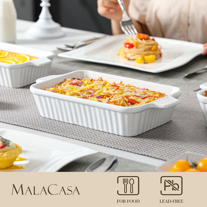 MALACASA Casserole Dishes for Oven, Ceramic Baking Dishes Set of 4, White 🍁 All In One Marketplace Canada