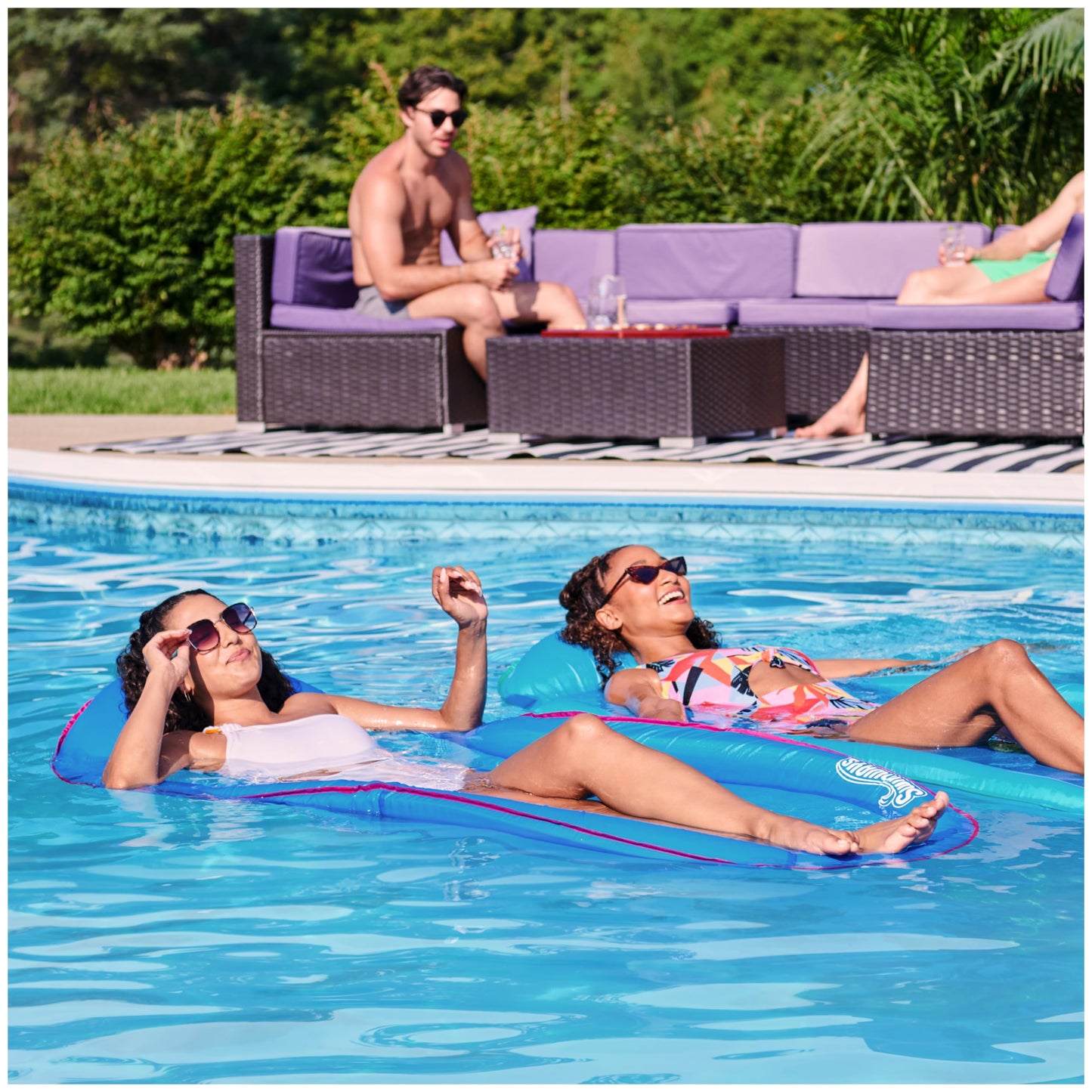 SwimWays Spring Float Premium Hammock Pool Lounger, Inflatable Pool Floats Adult with Fast Inflation for Ages 15 & Up, Sky Blue 🍁 All In One Marketplace Canada