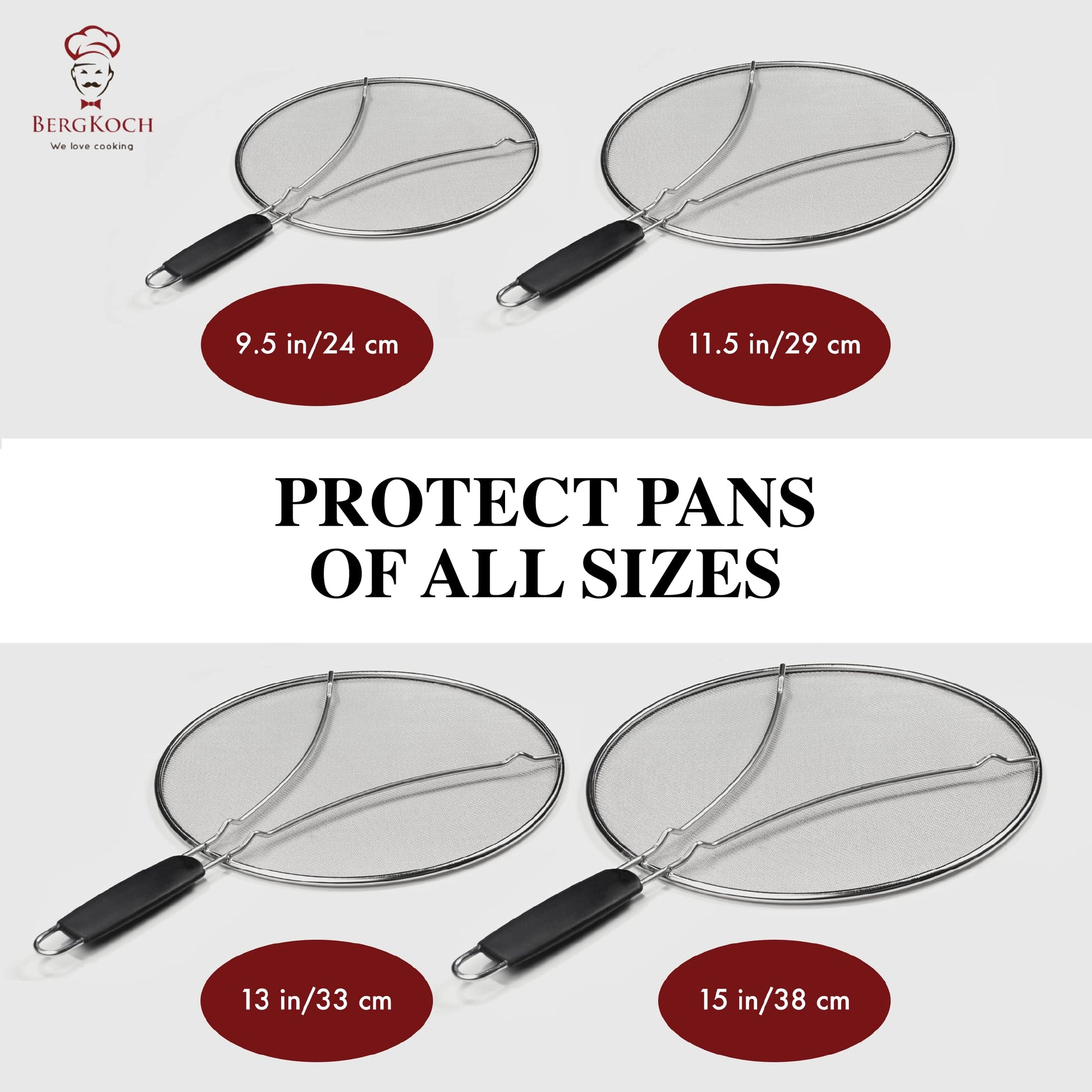 Splatter Screen for Frying Pan - 13 Inch Stainless Steel Grease Splatter Guard - Cover Oil Splash When Sizzling Bacon, Cooking Fried Chicken or Popcorn - Available at All In One Marketplace Canada