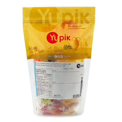 Yupik Assorted Barley Sugar Candies, 1 kg, Gluten-Free, Fat-Free, Individually Wrapped Hard Candies, Perfect for Snacking, Gifting & Halloween Treats