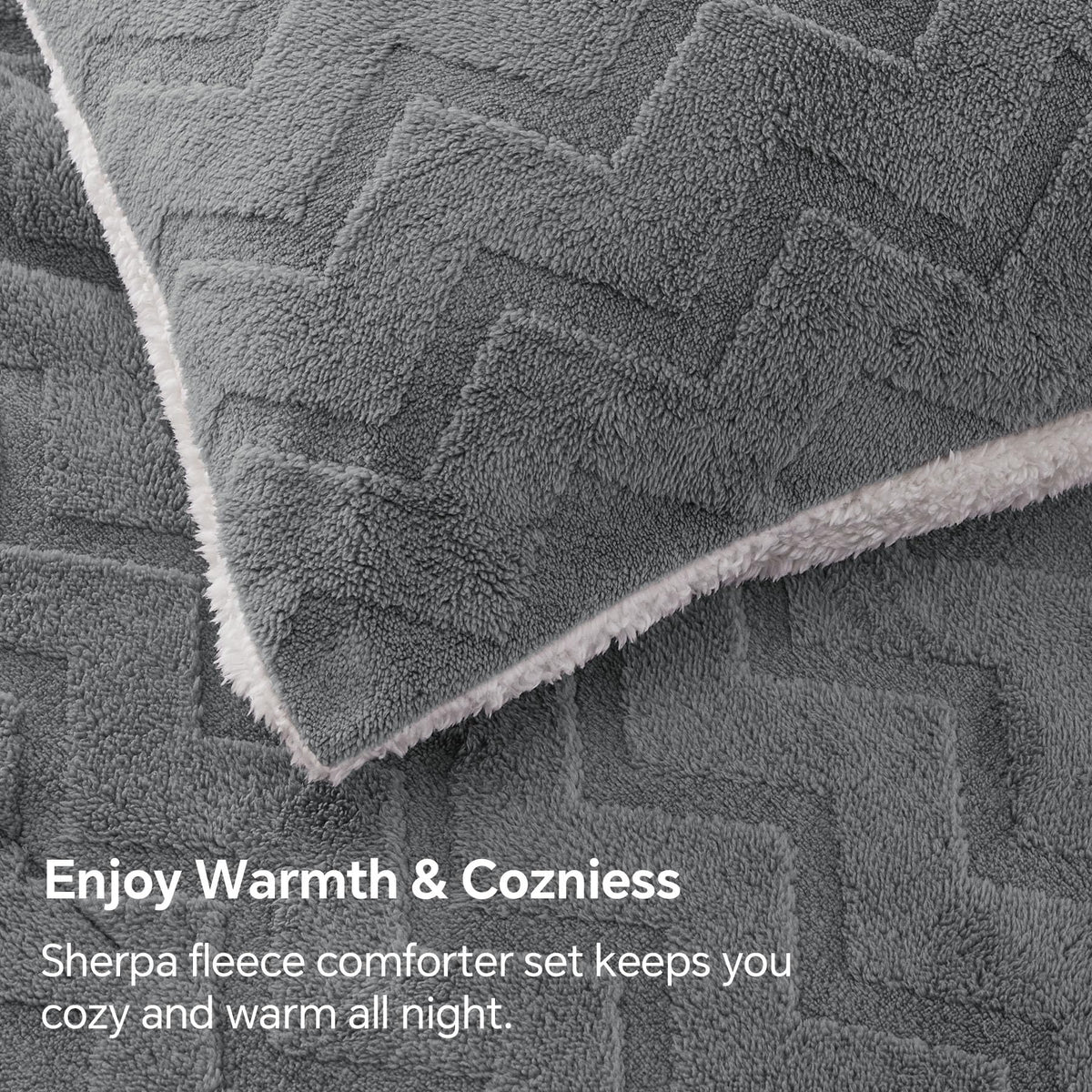 BEDELITE Fluffy Sherpa Queen Comforter Set,Grey 🍁 All In One Marketplace Canada