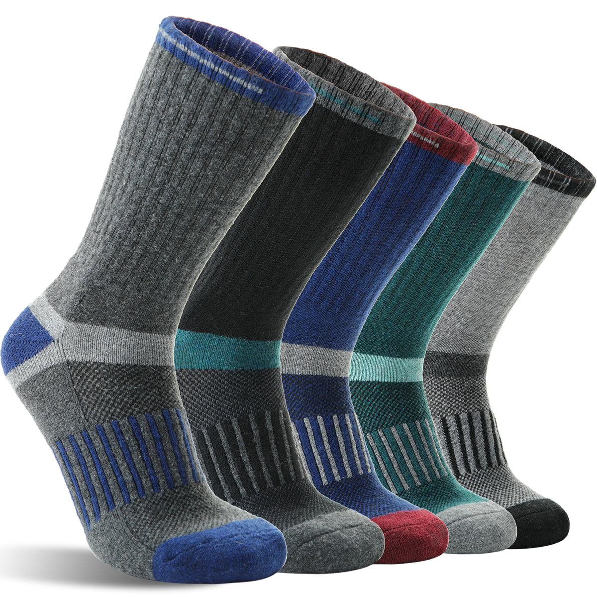 Merino Wool Hiking Socks for Women Men Thermal Warm Winter Crew Cozy Work Gifts Stocking Stuffers Socks for Women Men 5 Pairs (Dark,L) 🍁 All In One Marketplace Canada