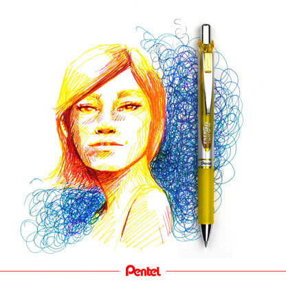 Pentel EnerGel Retractable Liquid Gel Rollerball, 0.7mm Medium Point, 12 Colours Assorted, Box of 12