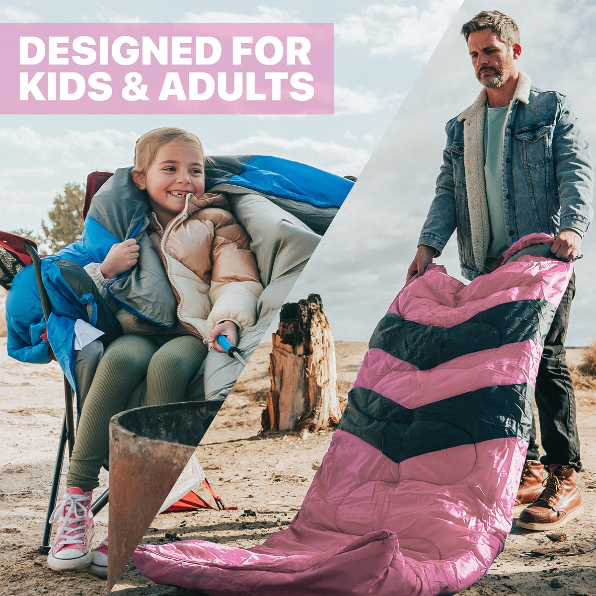 MalloMe Sleeping Bag for Adults Kids Boys & Girls for Winter, Fall & Spring - Single & Double - Waterproof Lightweight & Portable Backpacking Camping & Hiking Outdoor Travel with Compact Bag 🍁 All In One Marketplace Canada