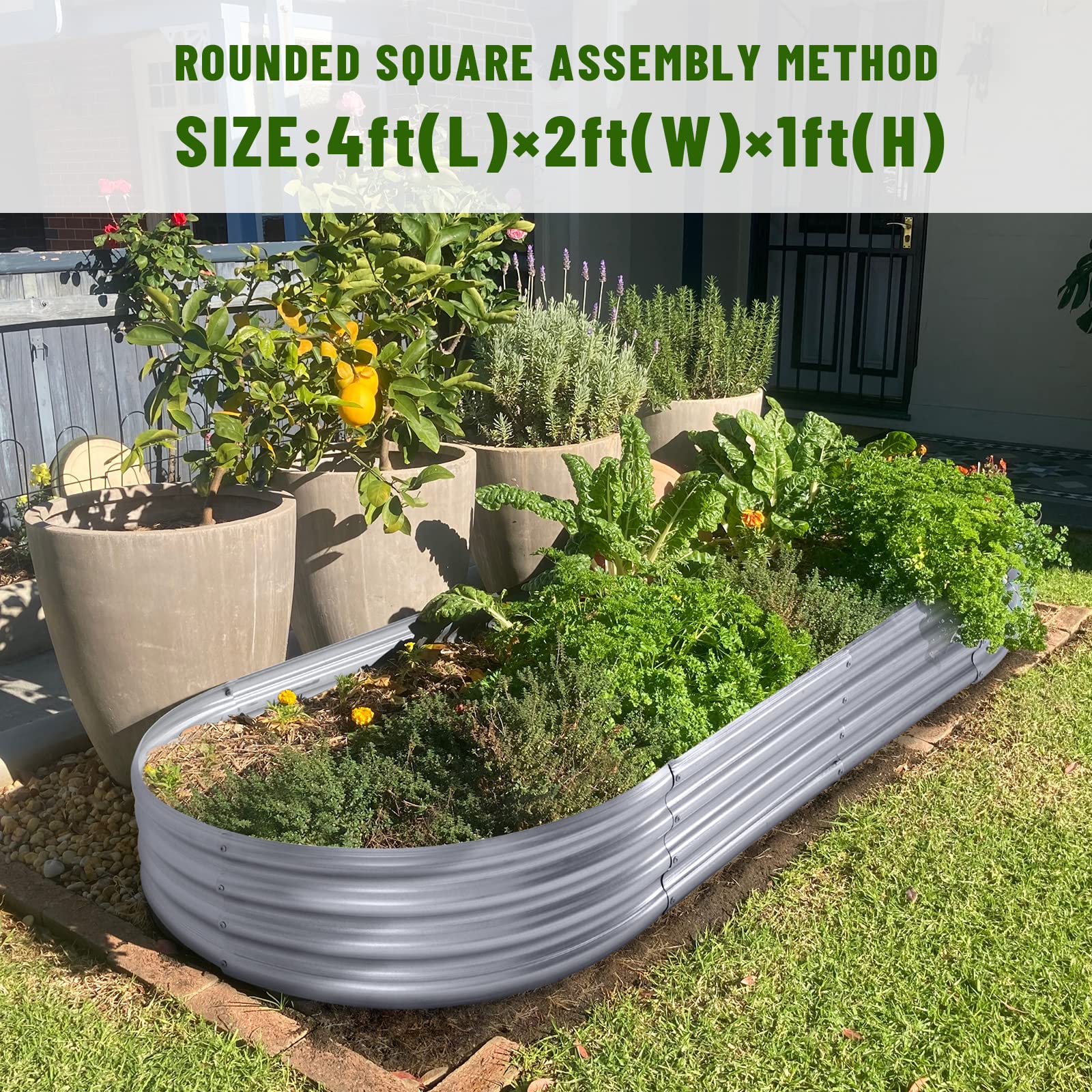 Land Guard Galvanized Raised Garden Bed Kit, Galvanized Planter Raised Garden Boxes Outdoor, Oval Large Metal Raised Garden Beds for Vegetables……
