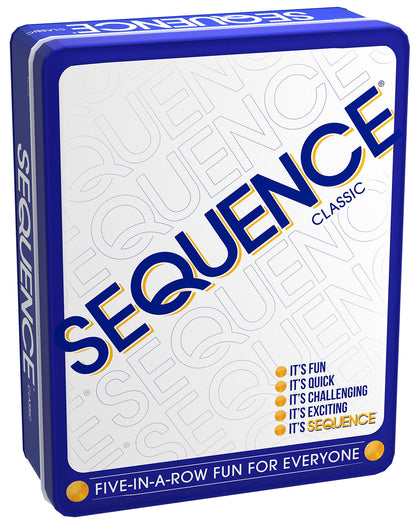 Jax Sequence in a Tin | Strategy Game | Five-in-a-Row Fun for Everyone! | 2-12 Players, Ages 7+