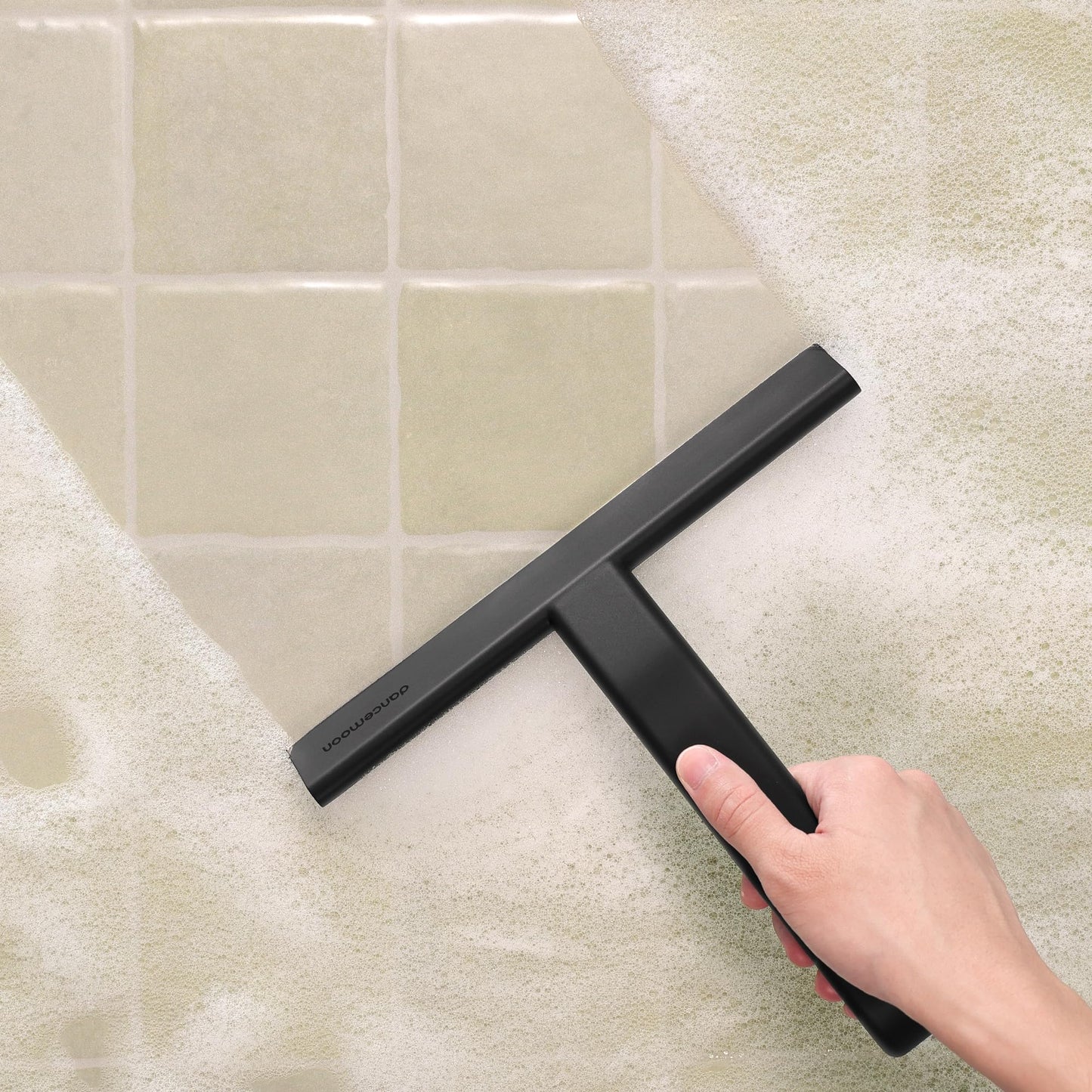dancemoon JustHang Shower Squeegee for Glass Doors, All-One-Piece Silicone with Built-in Hook Design for Easy Hanging, Household Window Mirror Squeegee for Bathroom, Glass, Tile Wall,Car 10-Inch Black - Available at All In One Marketplace Canada
