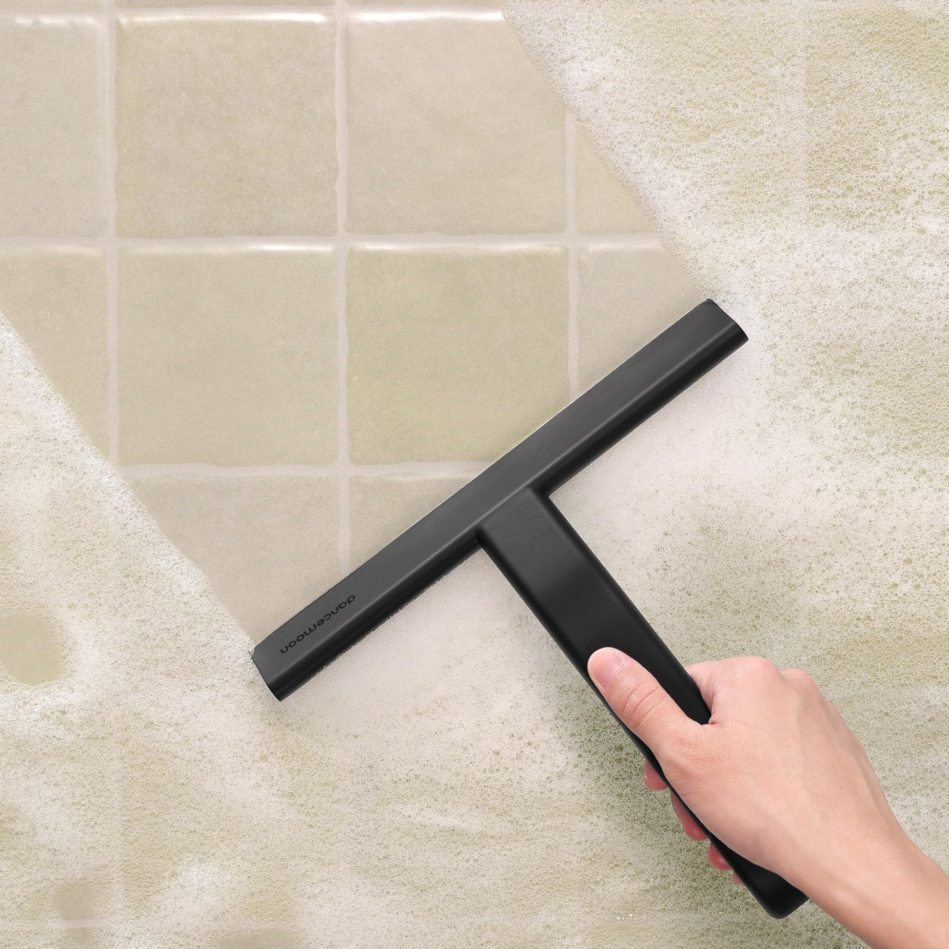 dancemoon JustHang Shower Squeegee for Glass Doors, All-One-Piece Silicone with Built-in Hook Design for Easy Hanging, Household Window Mirror Squeegee for Bathroom, Glass, Tile Wall,Car 10-Inch Black - Available at All In One Marketplace Canada