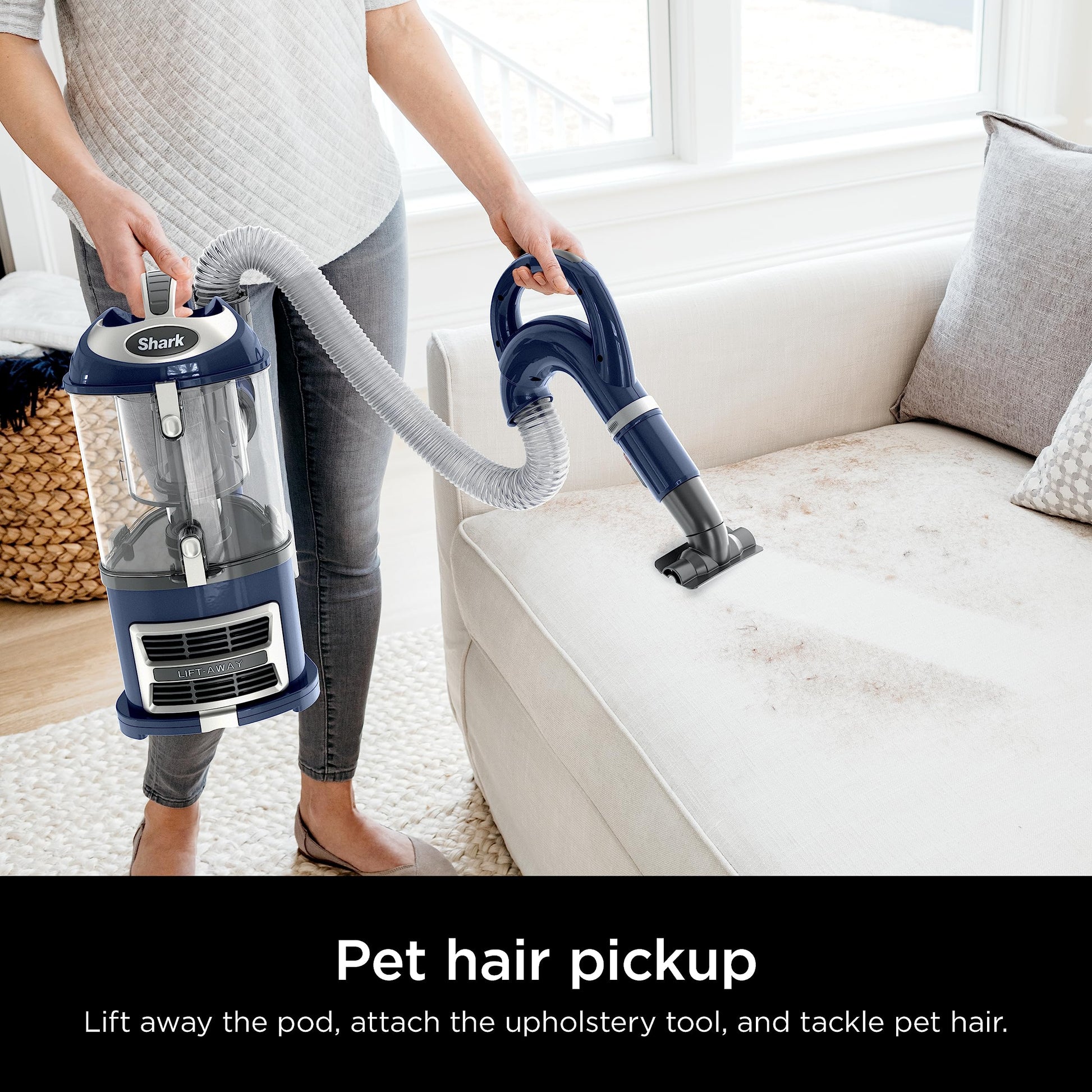 Shark NV380C Navigator Lift-Away Upright Vacuum, Large Dust Cup, Navy Shark