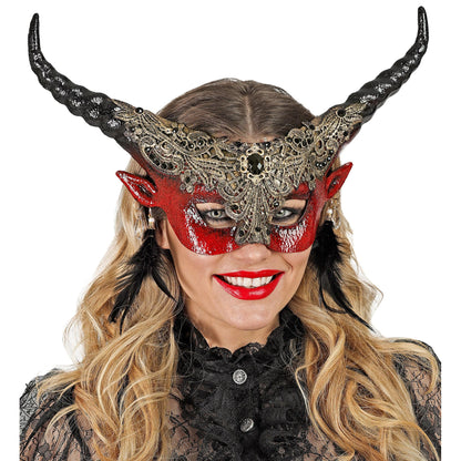 W WIDMANN MILANO Party Fashion - Eye Mask Devil with Horns, Demon, Halloween costume accessory