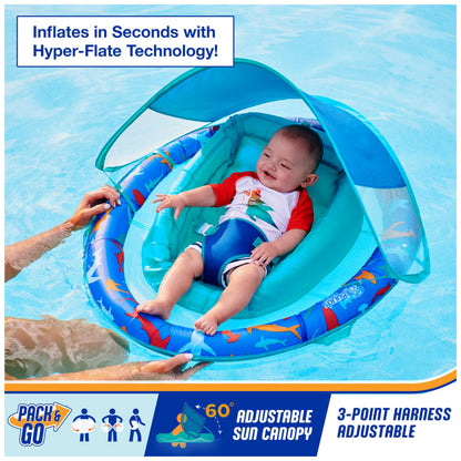 Swimways Infant Spring Float, Baby Pool Float with Canopy & UPF Protection, Swimming Pool Accessories for Kids 3-9 Months, Shark 🍁 All In One Marketplace Canada SwimWays