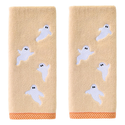 Ensemble de 2 essuie-mains SKL Home Halloween à motifs de fantômes pour salle de bain, cuisine, bar et cadeau