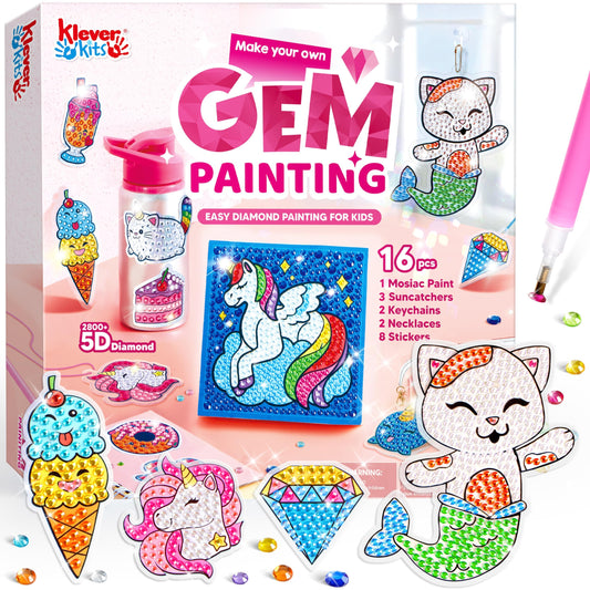 Klever Kits 16 Projects Gem Painting, Kids Diamond Art Painting Kit with 5D Gem, Arts and Crafts for Girls Ages 6-12,Art Gift Ideas for Girls Crafts Ages 6, 7, 8, Girl Gifts, Easter Gifts for Kids - Available at All In One Marketplace Canada