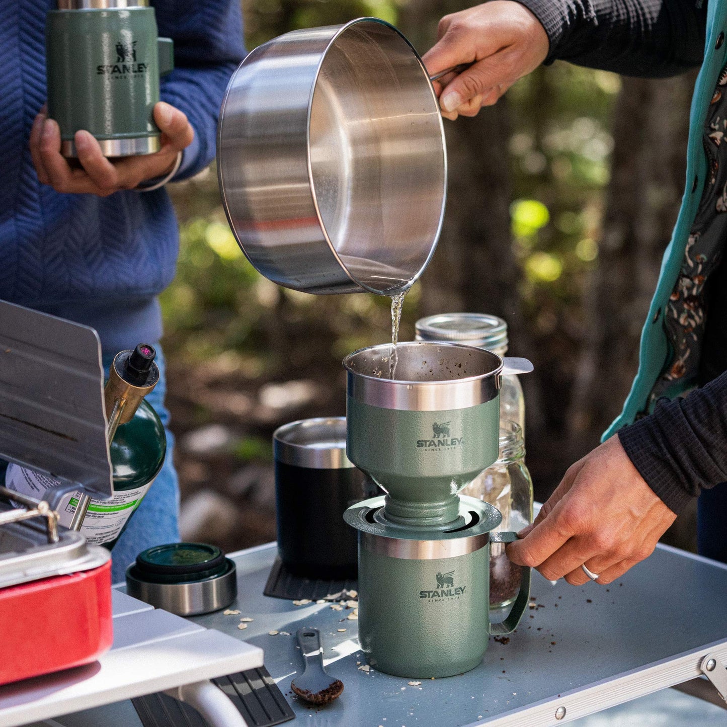 Stanley Perfect Brew Pour Over Set | 12 oz Camp Mug with Lid Included | Drip Coffee Maker with Reusable Filter | Insulated Stainless Steel | BPA-Free | Hammertone Green 🍁 All In One Marketplace Canada