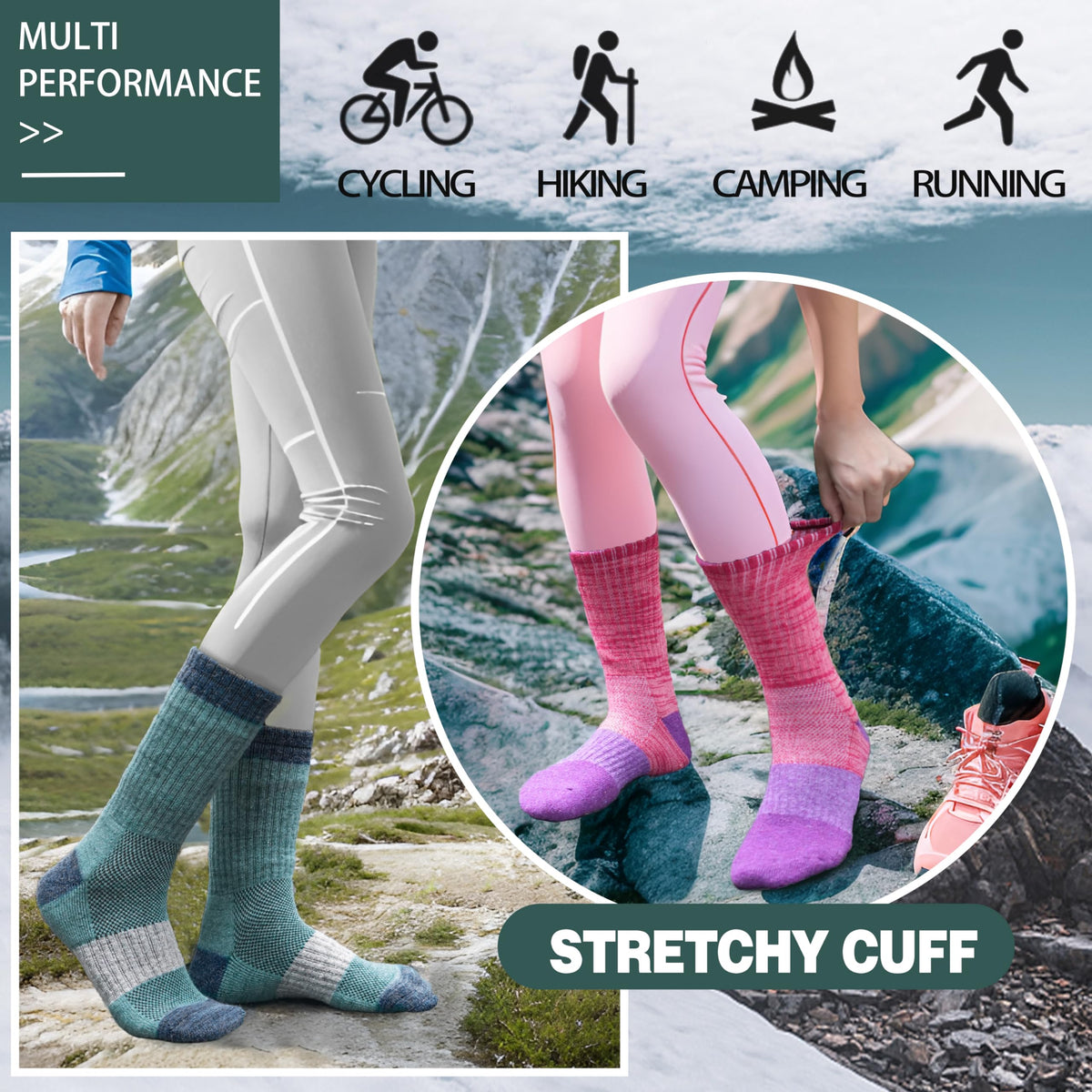 Anlisim Merino Wool Hiking Running Socks for Women, Boot Work Crew Socks 🍁 All In One Marketplace Canada