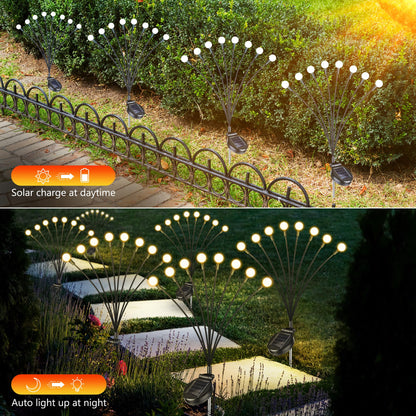 iBaycon 4 Pack Solar Firefly Lights Garden Pathway Outdoor Decor Warm White