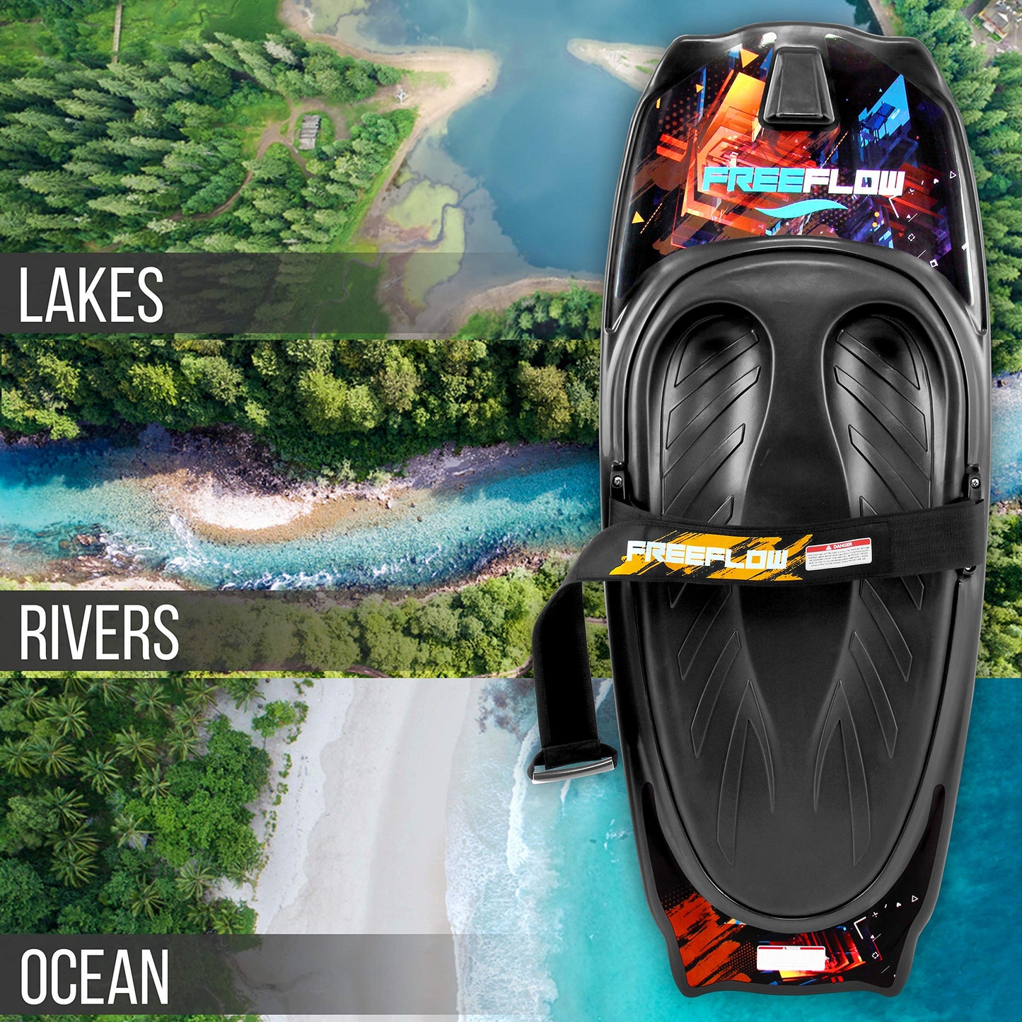 Water Sport Kneeboard with Hook for Kids & Adults, Kneeboard with Strap for Boating, Waterboarding, Kneeling Boogie Boarding, Knee Surfing, (SLKB20), Black/red SereneLife