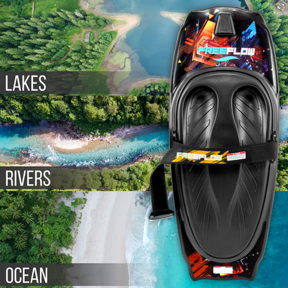 Water Sport Kneeboard with Hook for Kids & Adults, Kneeboard with Strap for Boating, Waterboarding, Kneeling Boogie Boarding, Knee Surfing, (SLKB20), Black/red SereneLife