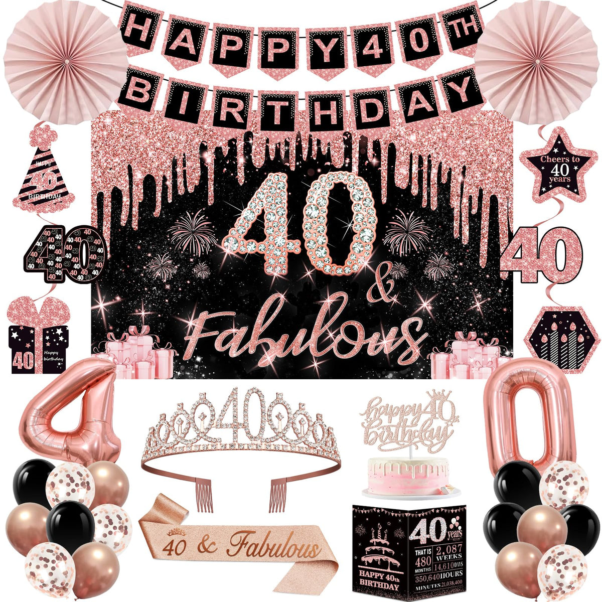 40th Birthday Decorations for Women, 32PCS 40th Birthday Party Decorations 🍁 All In One Marketplace Canada
