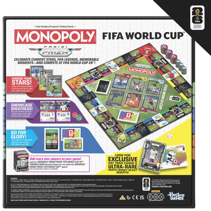Monopoly Panini Prizm: FIFA World Cup Game I Soccer Board Game with Monopoly Panini Prizm FIFA World Cup 2026 Trading Cards I Ages 8+ (English Version) Monopoly