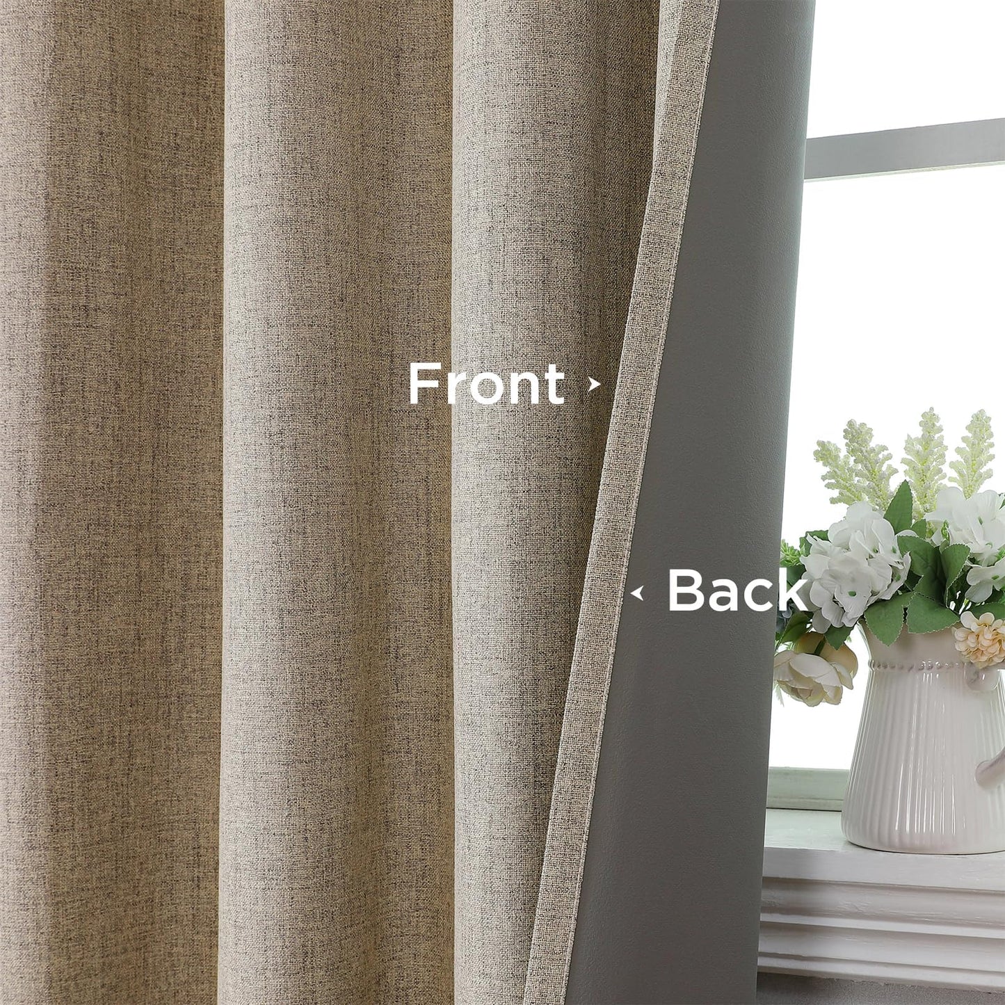 CUCRAF 100% Blackout Window Curtains 84 inches Long 2 Panels Set, Faux Linen Look Thermal Insulated Grommet Drapes, Room Darkening Curtain for Bedroom Living Room(W52 x L84 Inch, Light Khaki) 🍁 All In One Marketplace Canada