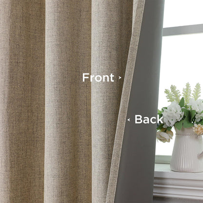 CUCRAF 100% Blackout Window Curtains 84 inches Long 2 Panels Set, Faux Linen Look Thermal Insulated Grommet Drapes, Room Darkening Curtain for Bedroom Living Room(W52 x L84 Inch, Light Khaki) 🍁 All In One Marketplace Canada