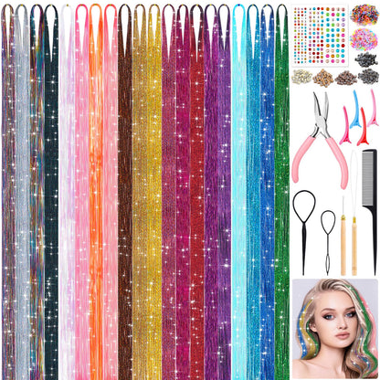 Fairy Hair Tinsel Kit 4000 Hair Glitter Strands 48 Inch Heat Resistant Tinsel Hair Extensions 20 Colors Sparkling Shiny Highlights Hair Tinsel with Tools for Christmas Halloween New Year Cosplay Party' specified 🍁 All In One Marketplace Canada