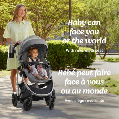 Graco Modes Pramette Travel System, 3-in-1 Baby Stroller and Car Seat Combo with SnugRide SnugLock 35 Infant Car Seat, Rear-Facing from 1.8-16 kg (4-35 lb), Britton
