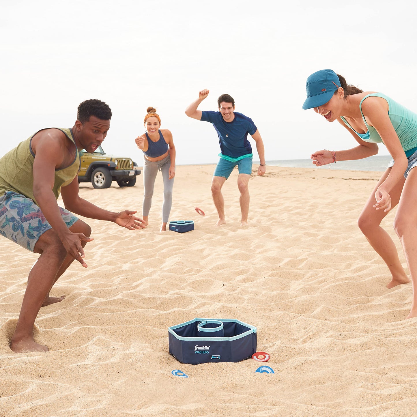Franklin Sports Washer Toss - 6 Washers and 2 Collapsible Targets - Beach or Camping Outdoor Lawn Game - Official Size Washer Set Franklin Sports