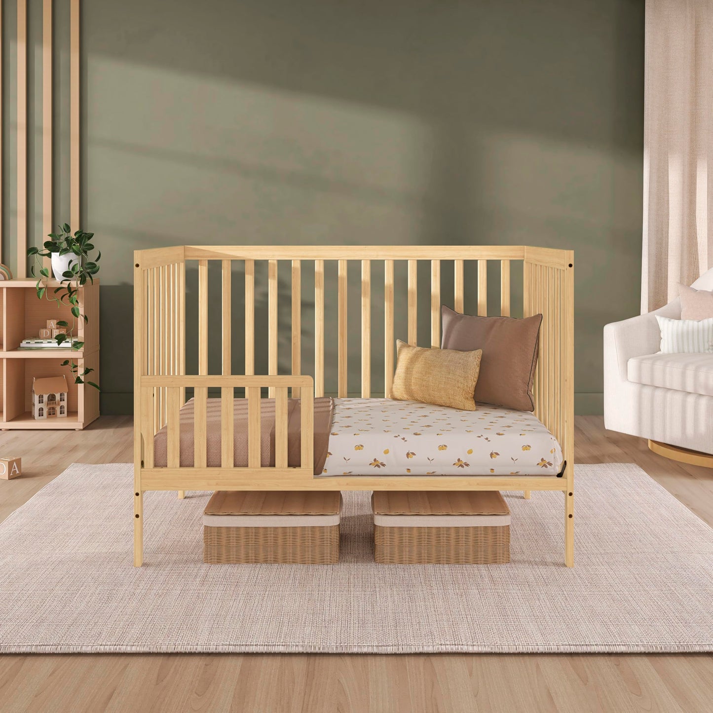 Dream On Me Synergy 5-in-1 Convertible Crib in Natural, Greenguard Gold Certified, BSA Certified, 3 Mattress Height Settings, Classic Nursery Furniture 🍁 All In One Marketplace Canada