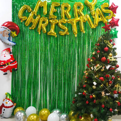 Green Tinsel Curtain Party Backdrop Decor - GREATRIL Foil Fringe Streamer for Grinches Christmas/Mincrafts/Dinosaur/Wild Baby/Jungle/Birthday/Hawaiian/Soccer/Football/Bachelor Themed - 2 PCS 🍁 All In One Marketplace Canada