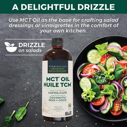 Viva Naturals Organic MCT Oil – 946 mL Pure Coconut Extract for Keto, Paleo & Vegan Diets