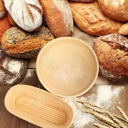 KOACKL Sourdough Bread Starter Kits, Banneton Sourdough Bread Making Tools Kit, Banneton Proofing Basket Making Bread Basket Baking for Baking Dough with Rising Pattern (Round and Oval) - Available at All In One Marketplace Canada