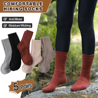MOGGEI Womens Merino Wool Socks for Hiking Thermal Warm Thick Winter Cozy Crew Cabin Ladies Comfy Work Gift Boot Socks 5 Pairs(Beige/Khaki/Grey/Red/Black) 🍁 All In One Marketplace Canada
