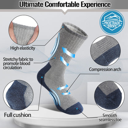 ProEtrade Merino Wool Hiking Socks for Men & Women Thermal Winter Warm Crew Thick Cushion Work Cozy Socks 4 Pairs Gifts Stockling Stuffers for Men (Mixed,M) 🍁 All In One Marketplace Canada