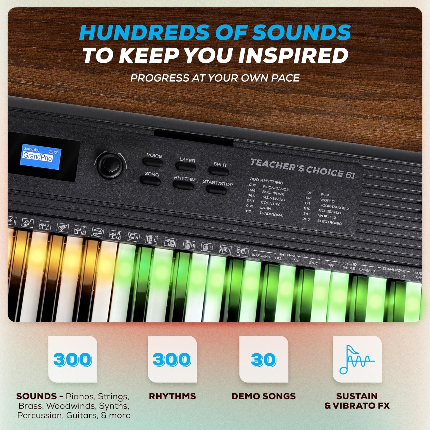 Alesis Teacher's Choice 61-Key Piano Keyboard Bundle with Light-up Keys