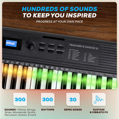 Alesis Teacher's Choice 61-Key Piano Keyboard Bundle with Light-up Keys