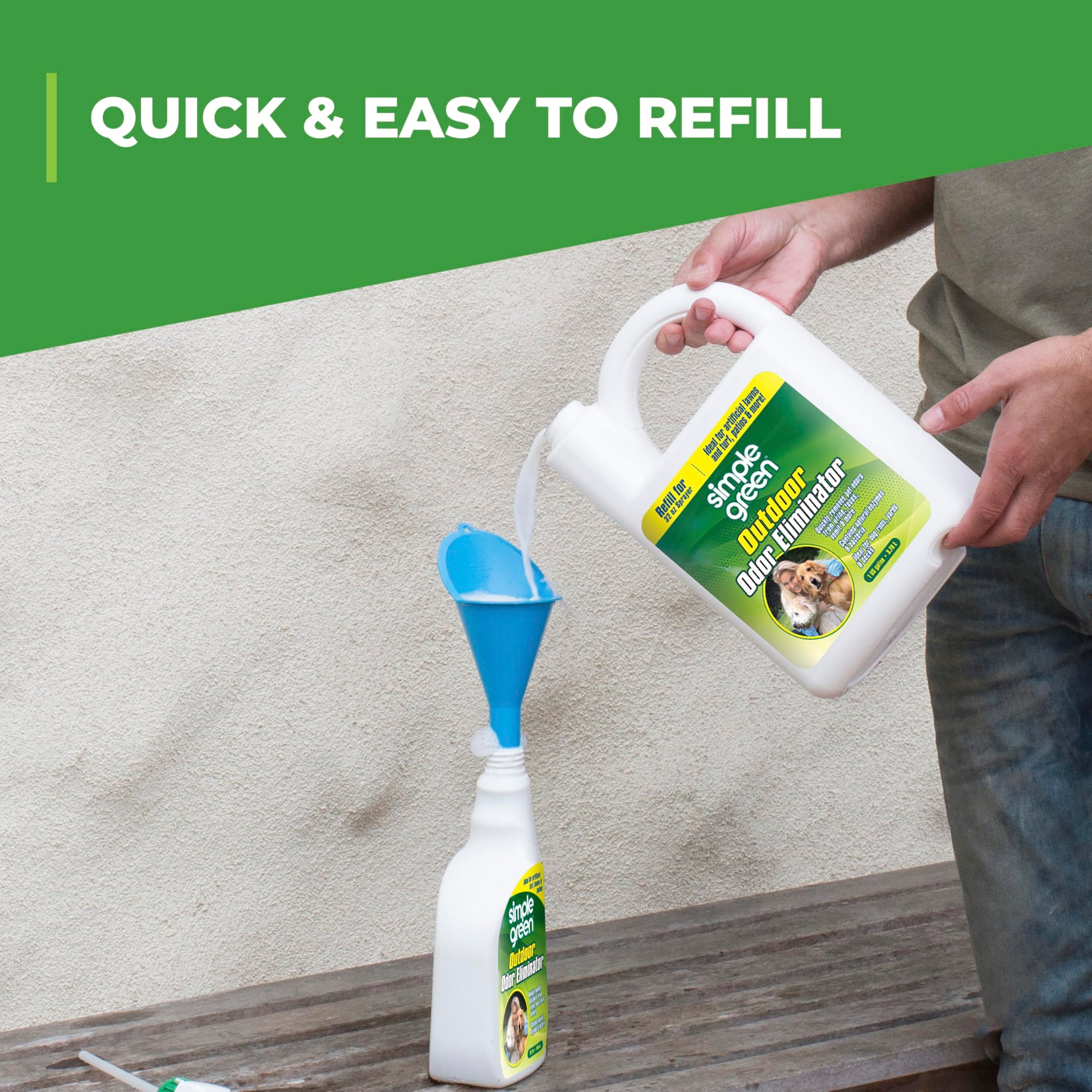 Outdoor Odor Eliminator for Pets, Dogs, Ideal for Artificial Grass & Patio (32 oz Hose End Sprayer) SIMPLE GREEN