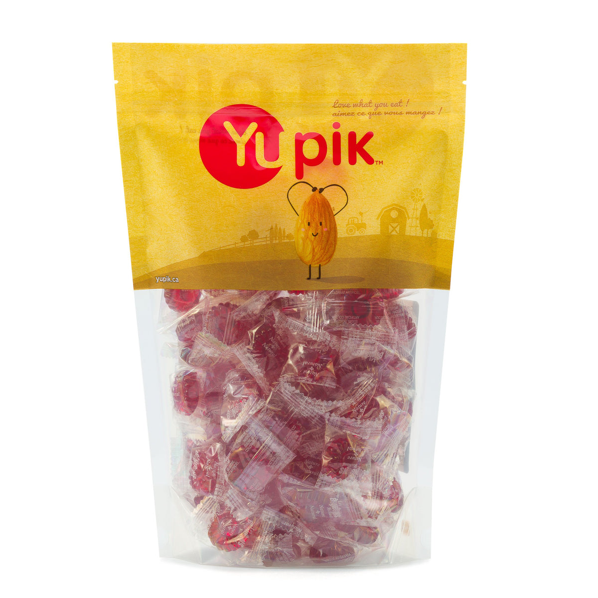Yupik Original Barley Sugar Candies, 1 kg, 6 Count, Individually Wrapped Bright Red Hard Candies, Fat-Free, Low-Calorie, Perfect for Snacking, Gifting, & Halloween Treats