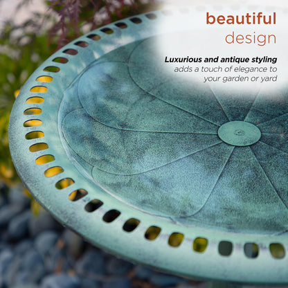 Alpine Corporation 28" Tall Outdoor Birdbath with Scrollwork Decoration Yard Statue 🍁 All In One Marketplace Canada