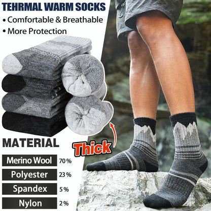 Sandsuced Merino Wool Hiking Socks Thermal Winter Warm Cozy Outdoor Crew Socks 5 Pairs Gift Stocking Stuffers for Men(Black/Grey,L) 🍁 All In One Marketplace Canada