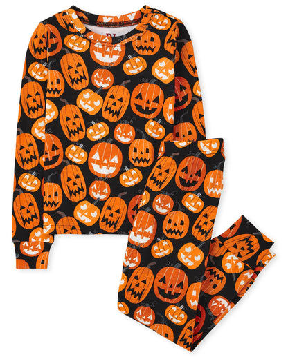 The Children's Place Kids' Family Matching, Halloween Pajama Sets, Cotton, Pumpkin Allover, 7