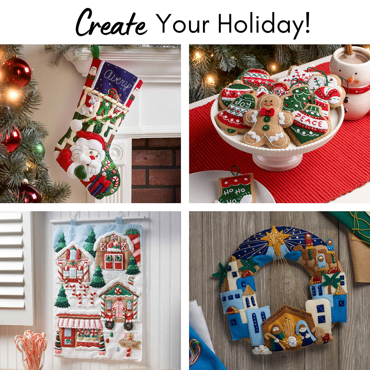 Bucilla 18-Inch Christmas Stocking Felt Applique Kit, 86108 Snow Fun 🍁 All In One Marketplace Canada