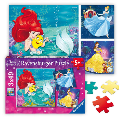 Ravensburger Disney Princess: Princesses Adventure 3 x 49 Piece Jigsaw Puzzle Set for Kids - Every Piece is Unique, Pieces Fit Together Perfectly Ravensburger