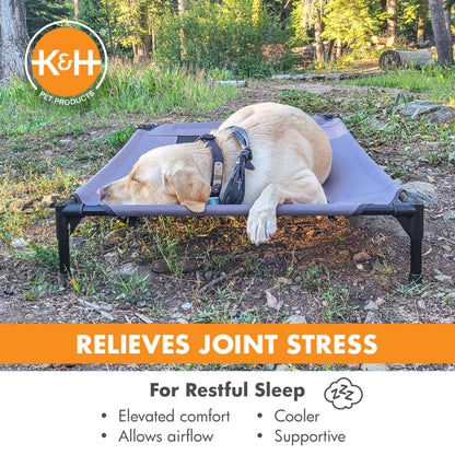 K&H Pet Products Outdoor Elevated Dog Cot, Breathable Cooling Elevated Cot Hammock Pet Bed for Large Dogs, Washable Mesh Cover, Raised Metal Frame, Collapsible, Portable - Large 42 X 30in Gray 🍁 All In One Marketplace Canada