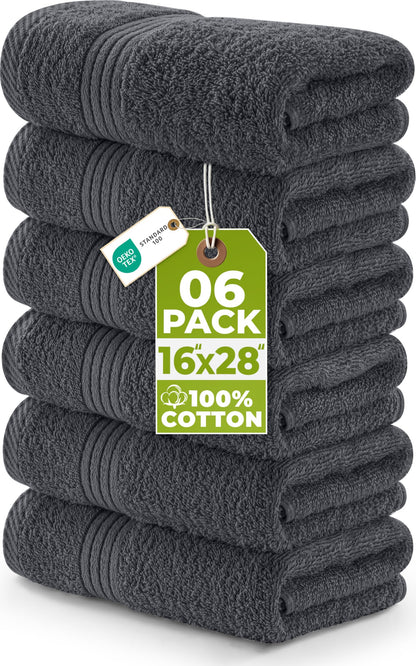 Utopia Towels 6 Piece Premium Hand Towels Set, 16 by 28 inches, 100% Ring Spun Cotton, Lightweight and Highly Absorbent Towels for Bathroom, Travel, Camp, Hotel, and Spa, Grey - Available at All In One Marketplace Canada