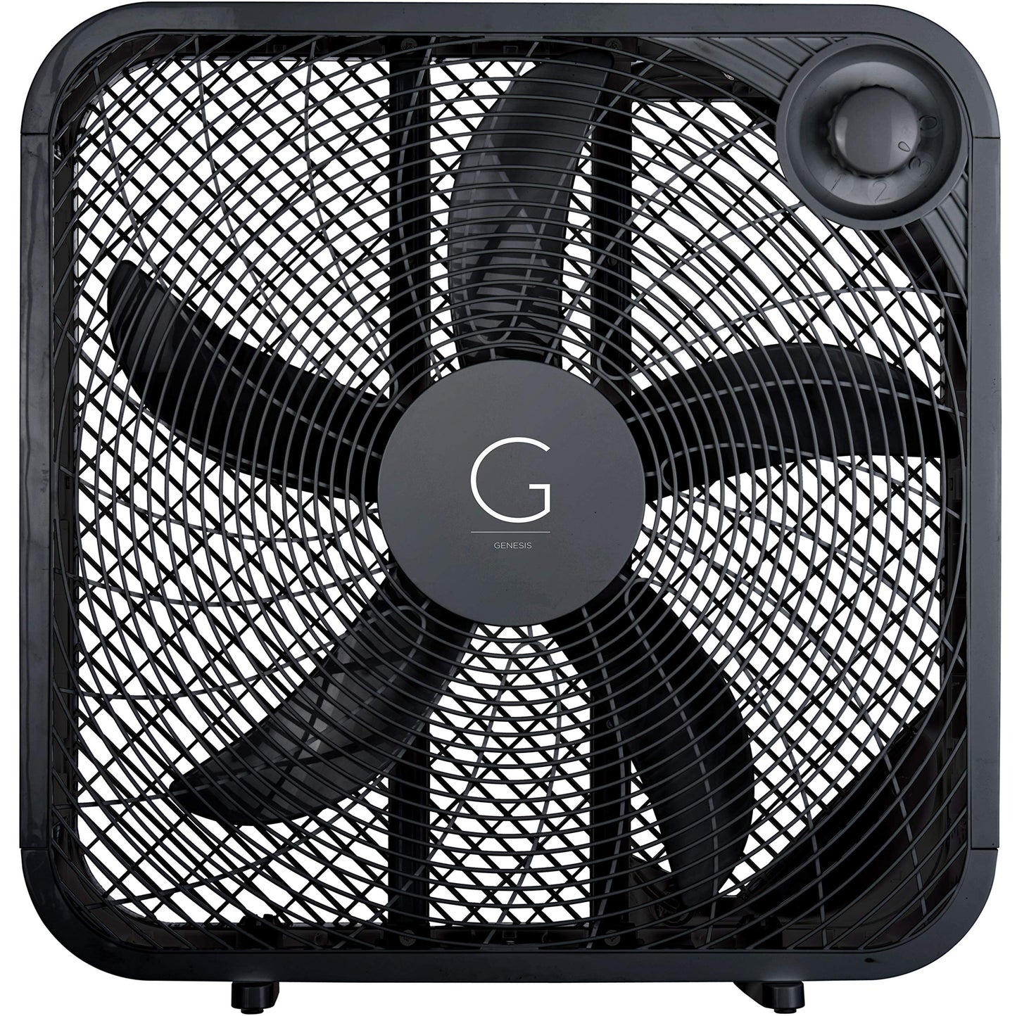 Genesis 20" Box Fan, 3 Settings, Max Cooling Technology, Carry Handle, Black (G20BOX-BLK) Genesis