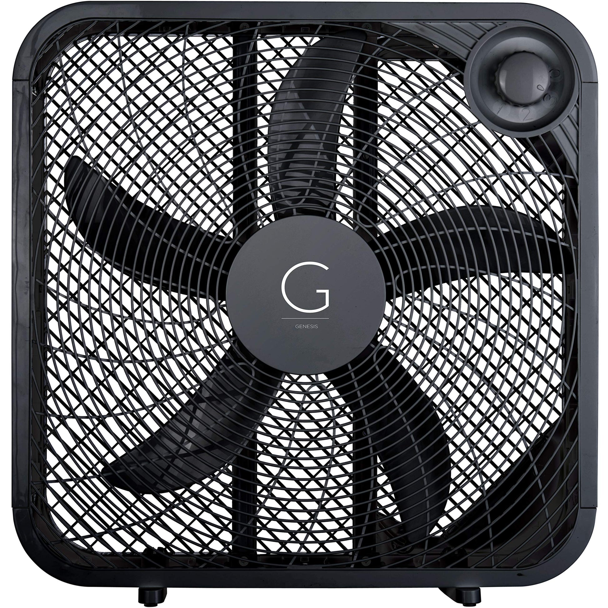 Genesis 20" Box Fan, 3 Settings, Max Cooling Technology, Carry Handle, Black (G20BOX-BLK) Genesis